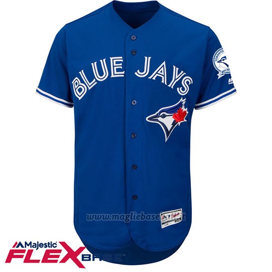 Maglia Baseball Uomo Toronto Blue Jays Blank Blu Flex Base Autentico Collezione 40 Anniversario